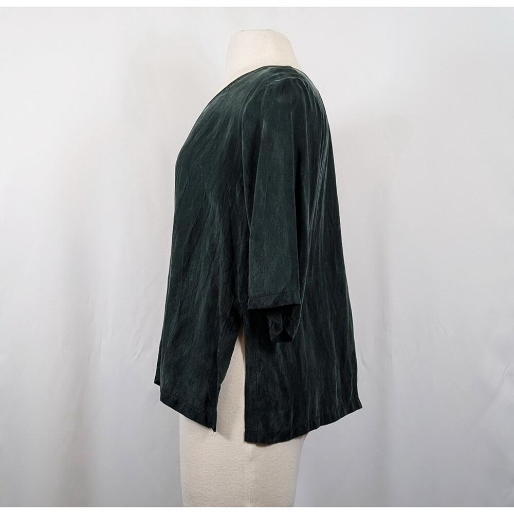 PalaPala Top Dark Green Silk Lagenlook Wearable Art Women's Size 1 Fits S/M - Picture 3 of 5